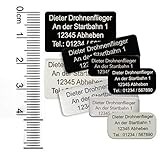 MJ Drohnen-Kennzeichen mit e-ID und bis zu 2 Zeilen, 20x8mm, Alu eloxiert...