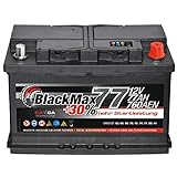 BlackMax Autobatterie 12V 77Ah 760A/EN Starterbatterie ersetzt 68Ah 70Ah...
