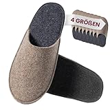 easy and green Wollfilz 4er Gästehausschuhe Set mit Anti-Rutsch Sohle -...