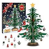 LIHAO Adventskalender Mini Holz Christmas Tree Weihnachtsbaum mit 24...