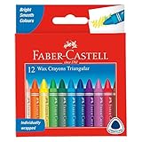 FABER-CASTELL 120010 - Dreikant Wachsmalstifte, 12er Etui