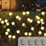 4 Stück Firefly Solarlampen für Außen Garten, 10LED Solar Glühwürmchen...