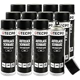 TECPO Sprühlack, 12x 500ml Mattschwarz Autolack für Karosserie und...