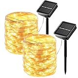 2 Stücke Solar Lichterkette Aussen 26 m/240 LED Lichterkette Außen 8 Modi...