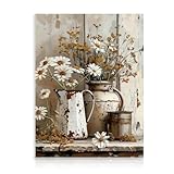Dazzlewall Rustikale Gänseblümchen Blumen Wandbild, Vintage Land Blumen...