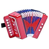 LIEKE Kinder Akkordeon 10 Tasten Knopf Accordion Ziehharmonika...