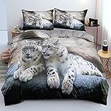 DXHOME Leopard Bettwäsche 135x200 3D Effekt Tiermotiv Bettwäsche 2er Set...