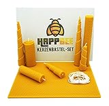 HappBee® Bienenwachs-Kerzen Bastel-Set mit Bienenwachsplatten und Docht...