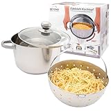 Beyond Nudeltopf 24 cm, Edelstahl Kochtopf mit Glasdeckel und...