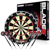 WINMAU Blade 6 Professionelle Bristle Klassische Dartscheibe with Darts Set...