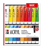 Marabu 1210000000201 - Acrylfarben Set Basic, mit 18 x 36 ml Farbe, auf...