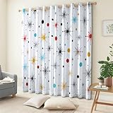 CozyRest Weiß Ösenvorhänge für Schlafzimmer Geometrische Abstrakte...