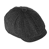 Yolev Schiebermütze Herren Newsboy Mütze Schwarz Modische Baskenmütze...