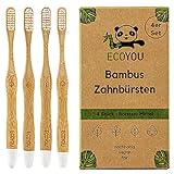 EcoYou Bambus Zahnbürsten 4er Set mittel - Nachhaltige Holzzahnbürste...