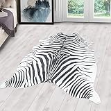Carpetsale24 Kunstfell Teppich Schwarz-Weiß – 100x135 cm – Waschbar &...