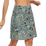 M MOTEEPI Tennisrock Damen 20'' Knielang Rock Mit Hose Drunter Damen Hohe...