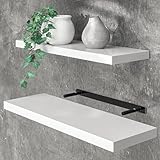 Casaria® Wandregal Holz Weiß Regal mit Halterung 15kg Tragkraft...