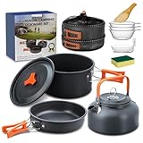 Camping Kochgeschirr Set, Outdoor Geschirr Set Kochtopf Set 10 Teilig,...