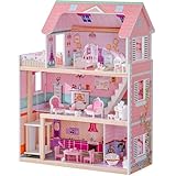 ROBUD Holz Puppenhaus für Kinder, Puppenhaus-Spielzeuggeschenk für...