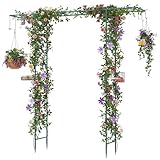 COSTWAY Rosenbogen mit Vogelfutterstation, Gartenbogen Metall, 213 cm,...