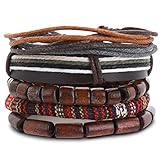 Yolev 5 Stück Lederarmband Herren Wickelarmbänder für Männer Frauen...