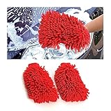 JNNJ 2 PCS Autowaschhandschuh, Mikrofaser Waschhandschuh Auto, Außen...