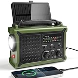 Mesqool Kurbelradio, Solar Notfallradio mit AM/FM Empfang, 12000mAh...