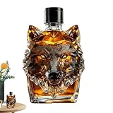 Whiskyflasche Mit Wolfskopf, Whiskykaraffe Aus Glas Mit Wolfskopf,...