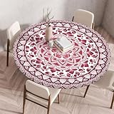 Morbuy Elastische Tischdecke Rund Wasserdicht, Mandala Stil Ethnisch Stil...
