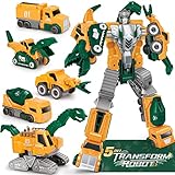 Dreamon Dinosaurier Transformers Spielzeug für Kinder, 5 in 1 Roboter...