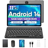 JIKOCXN Tablet 11 Zoll Android 14 Tablet mit Tastatur, 12GB RAM+128GB...