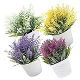 IWOWHERO 4 Stück Künstliche Pflanze Lavendel Desktop-Dekorationen...