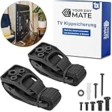 TV Kippsicherung zum Anschrauben, 1 Set, Schwarz, für Fernseher, Regal,...