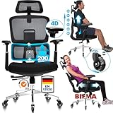 MELOKEA Bürostuhl 200KG, Leises Gummirollen, 4D-Armlehnen, 6P Verstellbare...