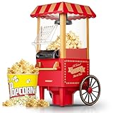HOUSNAT Popcornmaschine, 3.5L Retro Heißluft-Popcornmaschine, 1200W,...