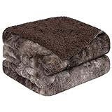 PiccoCasa Luxuriöse Zotteldecke aus Kunstfell, Doppelgröße, weich, warm,...