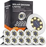 FLOWood Solar Bodenleuchte Solarleuchte für Garten 8 LEDS Solar...