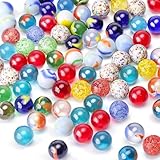 HAKACC 80 Stück Glasmurmeln, 15mm Bunte Murmeln mit Einzigartigen Mustern...