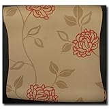 Tapeten Satintapeten Floral beige braun rot