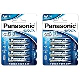PANASONIC 2 Blisterpackungen mit je 4 Alkaline-Batterien Evolta AA LR06-1,5...