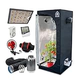 Growzelt 70x70x160, Growbox Komplettset mit LED Vollspektrum Grow Lampe,...