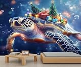 Meeresschildkröten Tapete Weihnachtsbaum Wandbild Fantasie Tiefblauer...