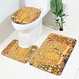 Bad Teppiche Set Geometrischer Gelber Baum Badezimmerteppich Waschbar WC...