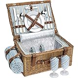 HappyPicnic Wicker Picknickkorb für 4 Personen, Willow Storage Hamper...