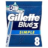 Gillette Blue3 Simple Einwegrasierer Männer, 8 Rasierer mit 3-fach Klinge,...