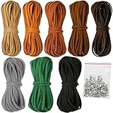 LBING Lederband Lederschnur 5M x 3mm mit 100pcs Schnurenden, Leder Schnur...