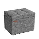 SONGMICS Sitzhocker mit Stauraum, kleine klappbare Sitzbank, 31 x 41 cm...