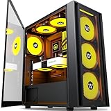 KEDIERS PC-Gehäuse, vorinstalliert, 6 PWM ARGB-Gehäuselüfter, ATX Mid...