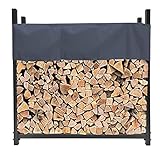 QUICK STAR Metall Kaminholzregal Anthrazit 113 x 25 x 115 cm Garten...