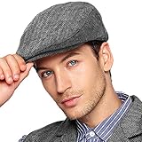 Herringbone Flat Ivy Newsboy Cap für Herren Klassische Wollmischung Tweed...